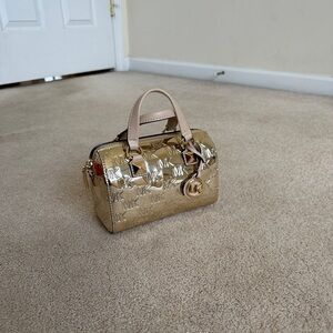 NWT Michael Kors Grayson small duffle crossbody bag metallic